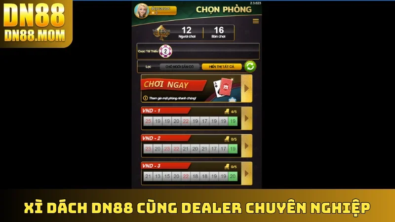 Xì Dách DN88 cùng dealer chuyên nghiệp